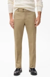 Mango Slim Fit Stretch Cotton Twill Pants In Neutral