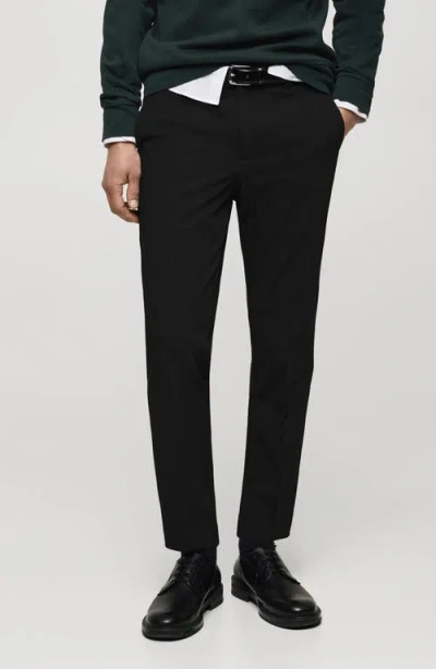 Mango Slim Fit Stretch Pants In Black