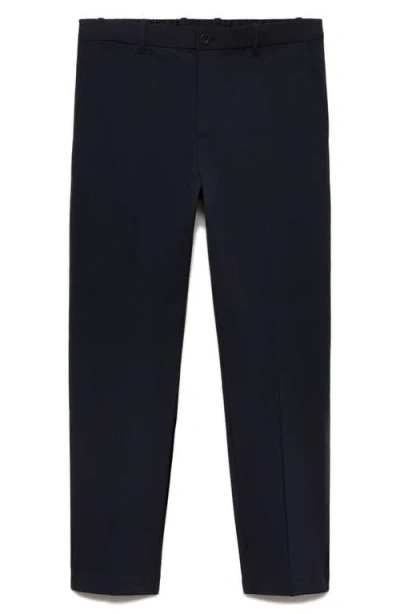 Mango Slim Fit Stretch Pants In Dark Navy