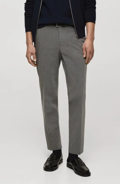 Mango Slim Fit Stretch Pants In Medium Heather Grey