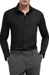 Mango Slim Fit Stretch Poplin Button-up Shirt In Black