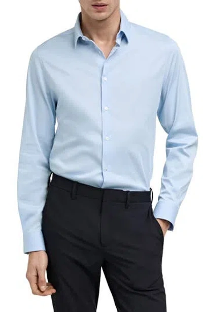 MANGO MANGO SLIM FIT STRETCH POPLIN BUTTON-UP SHIRT