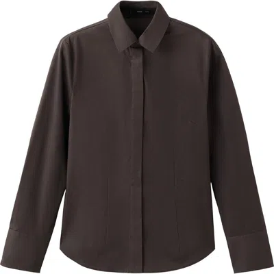 Mango Slim Fit Stretch Poplin Button-up Shirt In Black