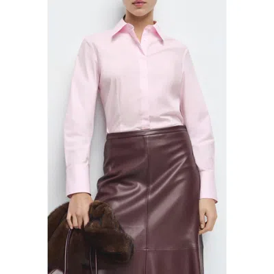 Mango Slim Fit Stretch Poplin Button-up Shirt In Pink