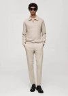 MANGO STRETCH FABRIC SLIM-FIT TROUSERS BEIGE