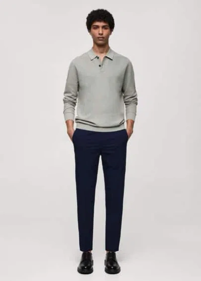 Mango Pantalon Slim Fit Stretch In Bleu Marine Foncé