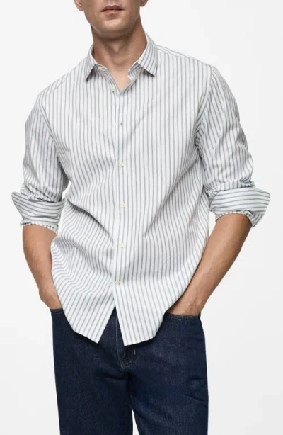 MANGO MANGO SLIM FIT STRIPE BUTTON-UP SHIRT