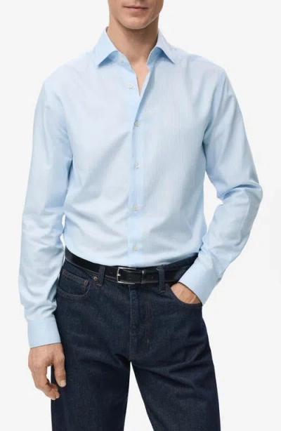Mango Slim Fit Stripe Cotton Button-up Shirt In Blue
