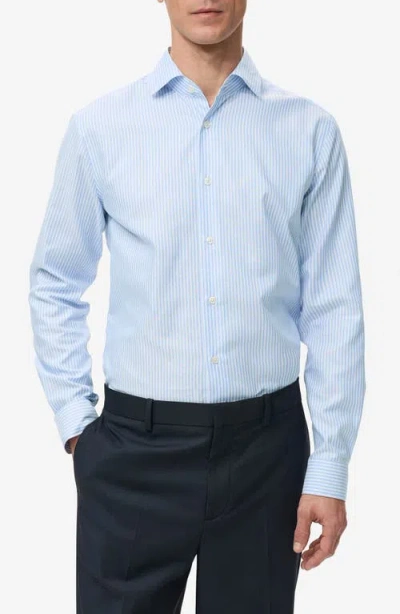 Mango Slim Fit Stripe Cotton Button-up Shirt In Blue