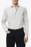 Mango Slim Fit Stripe Cotton Button-up Shirt In Gray