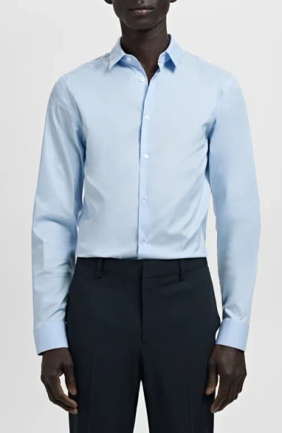 Mango Slim Fit Stripe Cotton Button-up Shirt In Blue