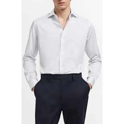 MANGO MANGO SLIM FIT STRIPE COTTON SUIT BUTTON-UP SHIRT