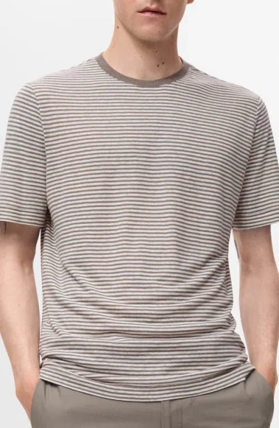 MANGO MANGO SLIM FIT STRIPE LINEN BLEND T-SHIRT