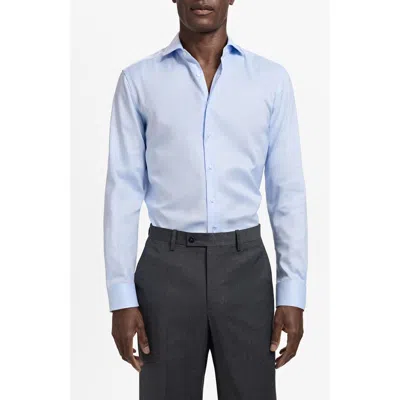 MANGO MANGO SLIM FIT STRUCTURED COTTON BUTTON-UP SHIRT