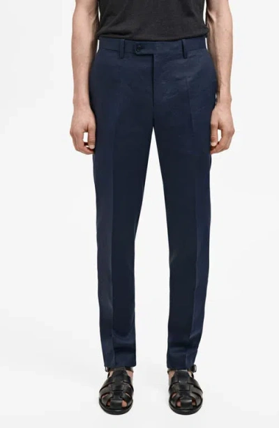 Mango Slim Fit Suit Pants In Blue