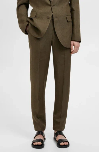 Mango Slim Fit Suit Pants In Brown