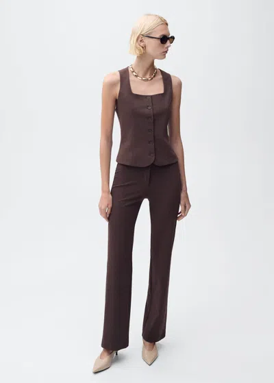 Mango Slim Fit Suit Vest Chocolate