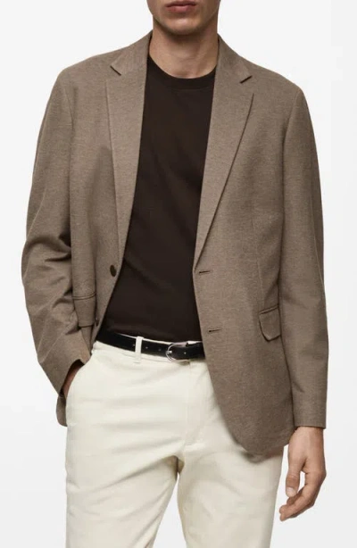 Mango Slim Fit Textured Cotton Blend Sport Coat In Medium Brown
