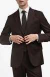 Mango Slim Fit Virgin Wool Blazer In Brown