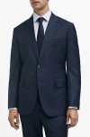 Mango Slim Fit Virgin Wool Suit Blazer In Dark Navy