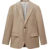 Mango Slim Fit Virgin Wool Suit Blazer In Medium Brown