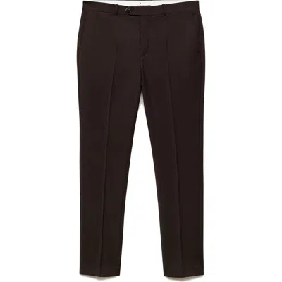 Mango Slim Fit Virgin Wool Suit Pants In Brown