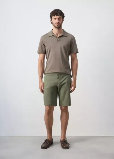 Mango Slim-fit Chino Cotton Bermuda Shorts In Forest Green