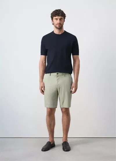 Mango Slim-fit Chino Cotton Bermuda Shorts In Mint Green