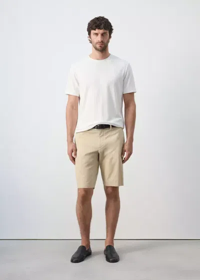 Mango Slim-fit Chino Cotton Bermuda Shorts In Beige
