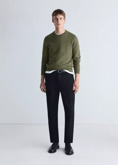 Mango Slim-fit Comfort Thermolite Trousers In Black