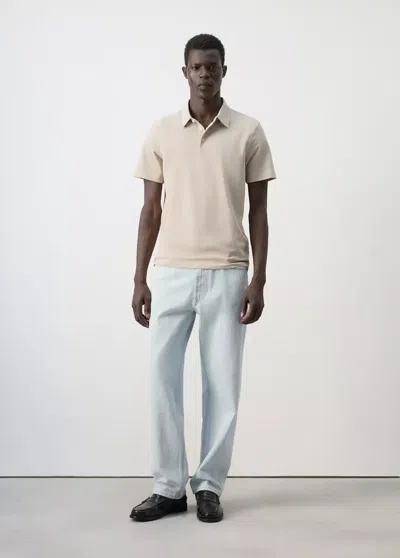Mango Slim-fit Cotton-piqué Polo Shirt In Ivory White