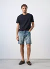 Mango Slim-fit Denim Bermuda Shorts In Medium Blue