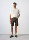 Mango Slim-fit Denim Bermuda Shorts In Chocolate