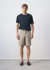 Mango Slim-fit Linen-blend T-shirt In Navy