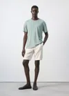 Mango Slim-fit Linen-blend T-shirt In Emerald Green