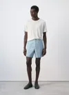Mango Slim-fit Linen-blend T-shirt In White