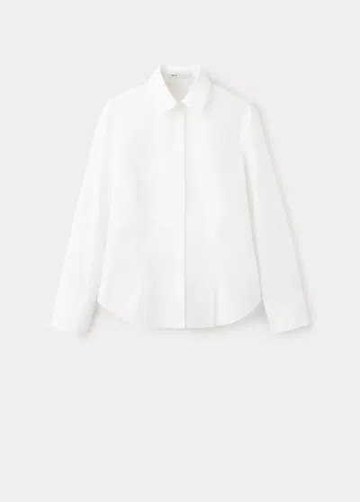 Mango Slim-fit Poplin Shirt In White