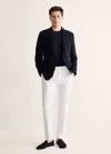 Mango Slim-fit Wool Blazer In Navy