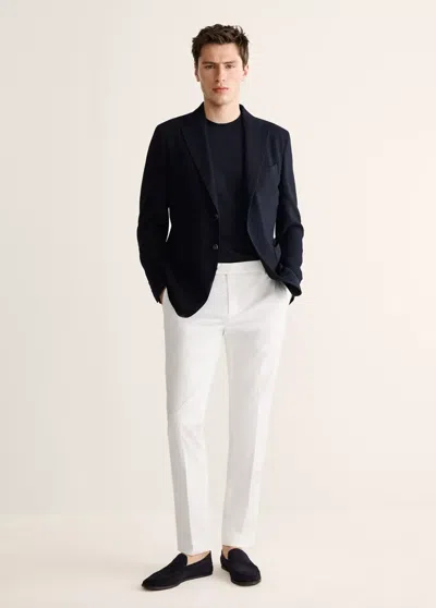 Mango Slim-fit Wool Blazer In Navy