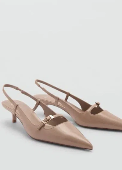 Mango Women's Buckle Detail Slingback Heeled Shoes In Marron Clair/pastel