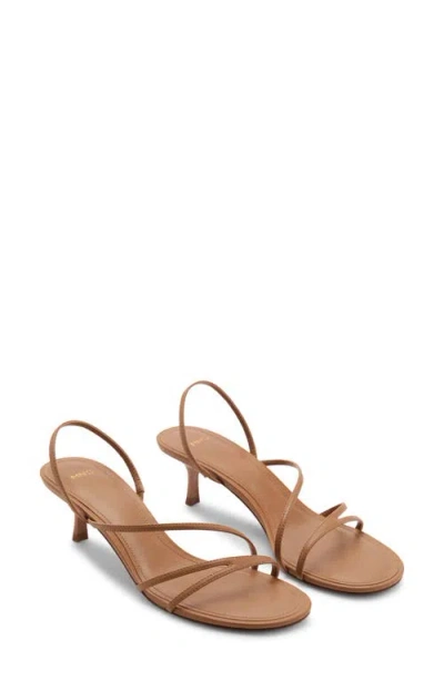 Mango Slingback Kitten Heel Sandal In Caramel