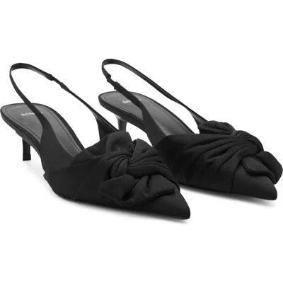 Mango Slingback Pointed Toe Kitten Heel Pump In Black