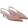 Mango Slingback Pointed Toe Kitten Heel Pump In Blush