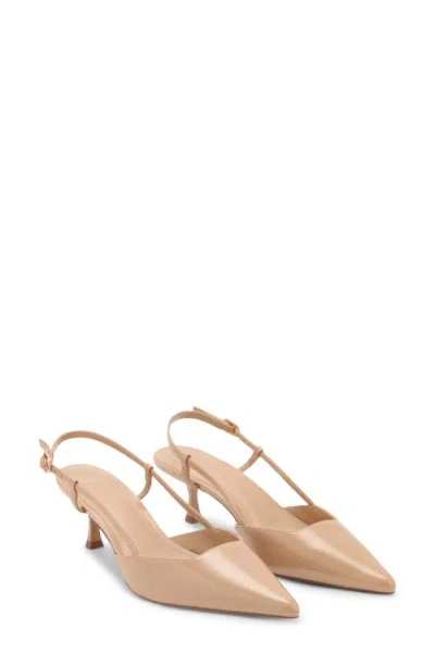 Mango Slingback Pointed Toe Pump In Beige