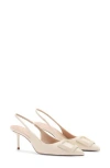 Mango Slingback Pointed Toe Pump In Ecru
