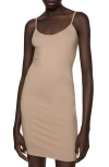 Mango Slip Minidress In Beige