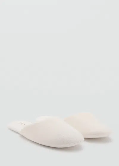 MANGO CHAUSSONS OUVERTS À L'ARRIÈRE CROCHET EFFET MOUTON IVOIRE - FEMME - 41 - MANGO