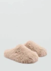Mango Slippers With Fur Effect Medium Brown In Medium Brown
