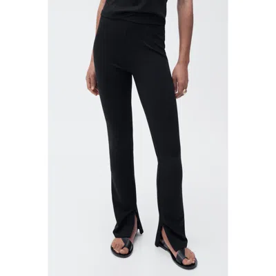Mango Slit Hem Skinny Pants In Black