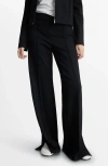 Mango Slit Hem Wide Leg Trousers In Black